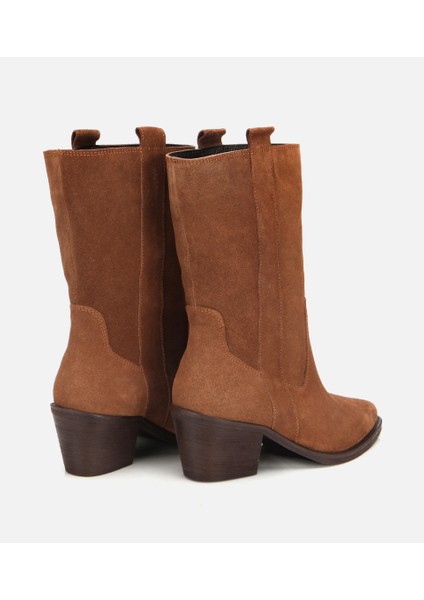 01BOH313150A340 KADIN Süet Deri Taba Western Kovboy Topuklu Bot fırsatları