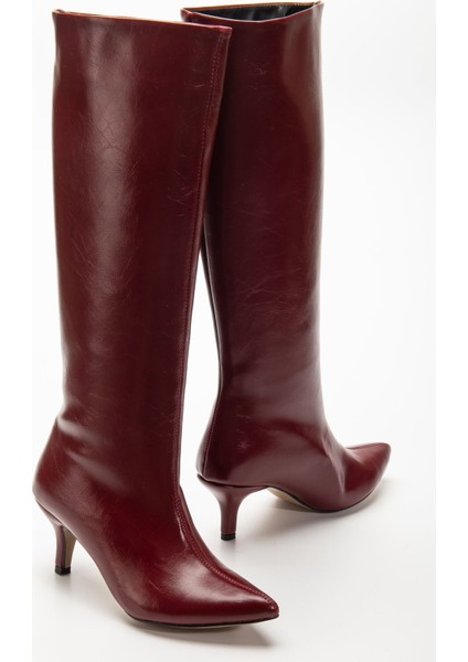 SYT-2025 Bordo Kırışık Rugan Günlük Kadın Çizme indirimleri