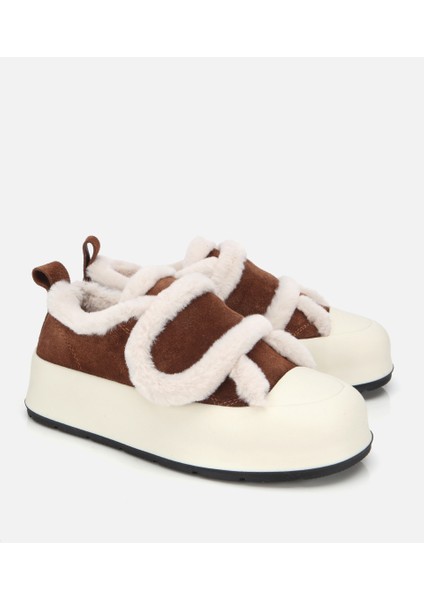 01AYH316800A370 KADIN Süet Deri Taba Kürklü Kalın Bantlı Spor Ayakkabı fiyatları