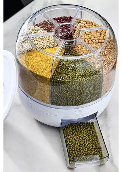 Döner Kuru Gıda ve Bakliyat Kabı 6lt Hava Geçirmez + Mikrodalga Uyumlu Tupper 5lt - 2li Set K3D7A1 modelleri