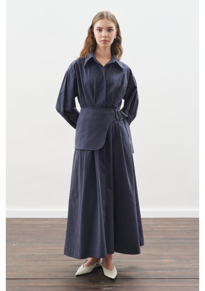 Kemer Detaylı Pileli Elbise Lacivert fiyatları