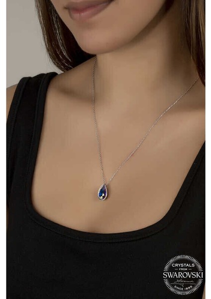 Ucarticaret Swarovski Crystal Taşlı Damla Gümüş Kadın Kolye