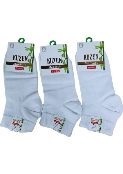 Mulvxbrf BRF02 Kuzen Dikişsiz Yarım Konç Beyaz Bambu Erkek Çorap 6 Adet (Mulvix)