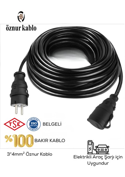 %100 Bakır 3*4mm2 Uzatma Kablo