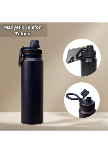 Paslanmaz Çelik Termos 780 Ml-Manyetik Telefon Tutuculu