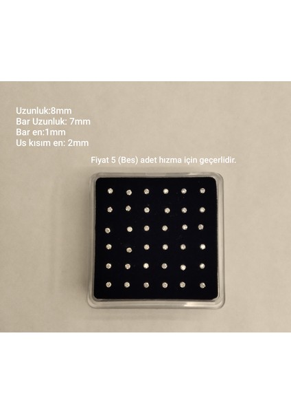 925 Ayar Gümüş Zirkon Taşlı Top Model Gümüş 5 Adet Ekonomik Hızma (2mm)