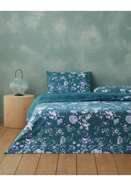 Ruby Garden Flanel Çift Kişilik Nevresim Takımı 200X220 cm Koyu Yeşil