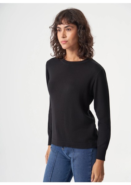 Bisiklet Yaka Normal Düz Siyah Kazak Kadın M1MZ1030240010 fiyatları