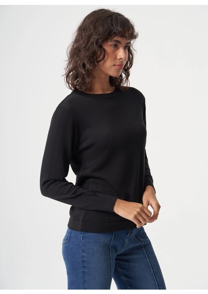 Bisiklet Yaka Normal Düz Siyah Kazak Kadın M1MZ1030240010 modelleri