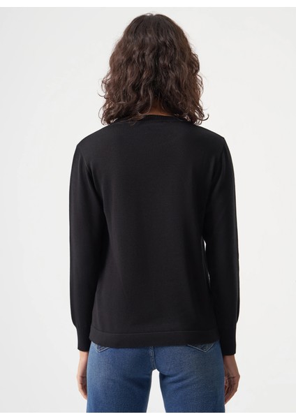 Bisiklet Yaka Normal Düz Siyah Kazak Kadın M1MZ1030240010 fırsatları