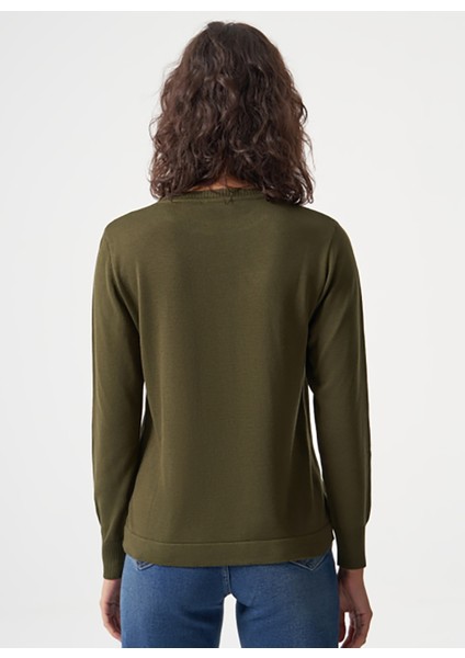 Bisiklet Yaka Normal Düz Haki Kazak Kadın M1MZ1030240010 fırsatları