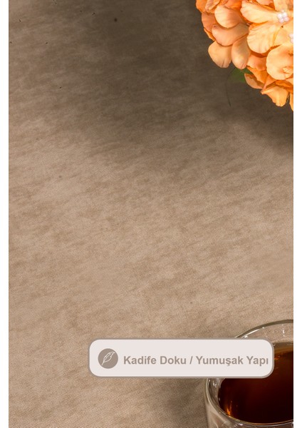 Soft Kadife Masa Örtüsü Dikdörtgen (150X220 Cm) Vizon modelleri