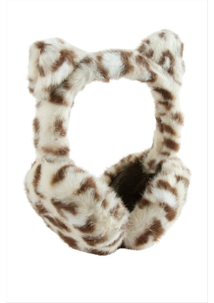 Leopar Desenli Yünlü Kışlık Kulaklık