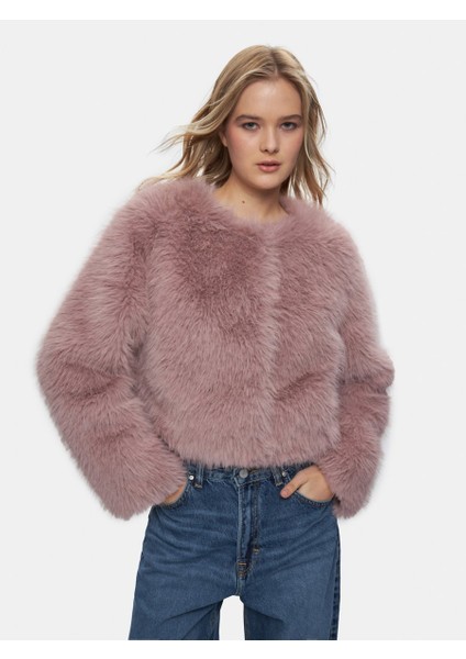 Uzun Kollu Suni Kürk Bej Ceket fiyatları