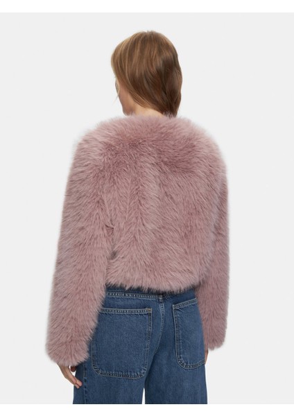 Uzun Kollu Suni Kürk Bej Ceket modelleri