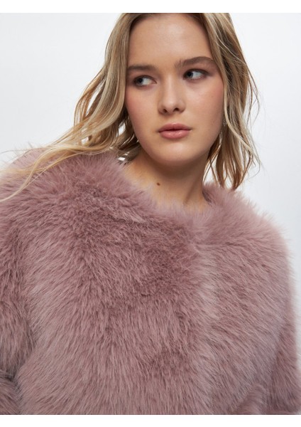 Uzun Kollu Suni Kürk Bej Ceket fırsatları