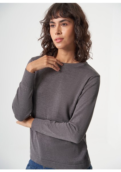 Bisiklet Yaka Normal Düz Koyu Gri Kazak Kadın M1MZ1030240010 modelleri