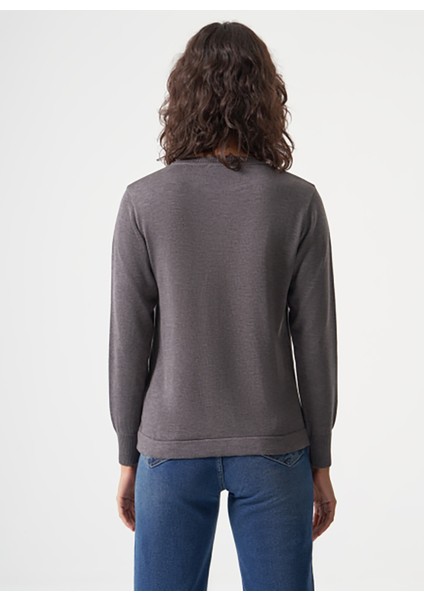 Bisiklet Yaka Normal Düz Koyu Gri Kazak Kadın M1MZ1030240010 fırsatları