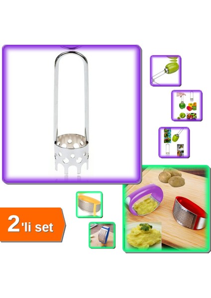 Pratik Patates Püresi Aleti + Biberoy Dolma Biber ve Kabak Oyacağı - 2li Set AB12CD