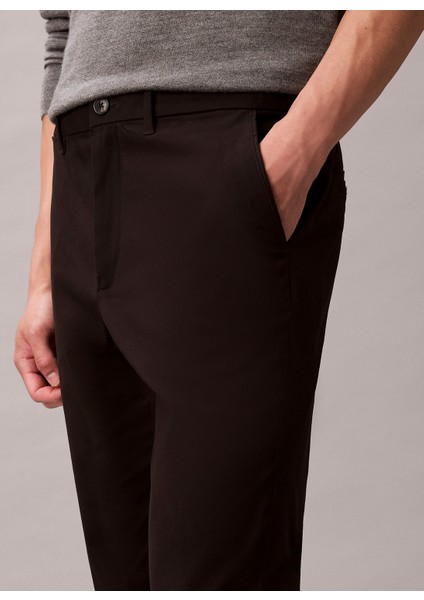 Normal Bel Normal Paça Normal Siyah Erkek Pantolon LV04LD613GUB1_SLIM Sateen Chıno Tro modelleri