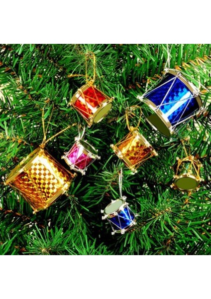12 Adet Karışık Renk Mini Davul Yılbaşı Ağacı Süsü 3 cm | Geleneksel Yılbaşı Dekorasyonu Temalı Askı Seti fiyatları