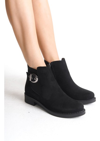 Gabrıella Fermuarlı Ortopedik Taban Suya ve Soğuğa Dayanıklı Topuklu Süet Kadın Bot St Siyah fiyatları