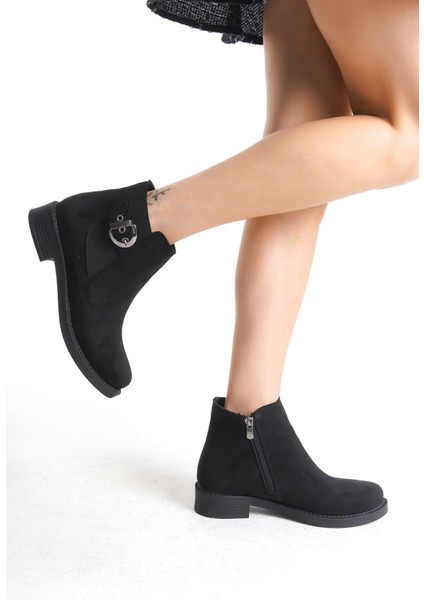 Gabrıella Fermuarlı Ortopedik Taban Suya ve Soğuğa Dayanıklı Topuklu Süet Kadın Bot St Siyah fırsatları