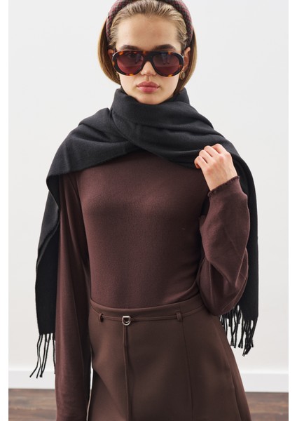 Kaşmir Dokulu Şal Siyah