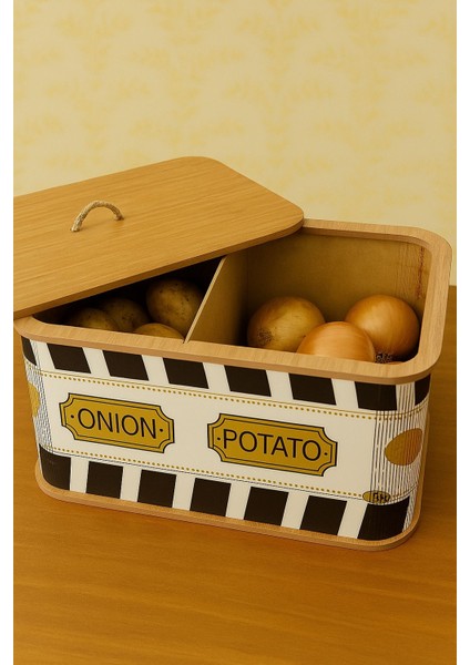 2 Bölmeli Kuş Desenli Ahşap Patates Soğan Sebze Saklama Sepeti Patates Soğanlık Lüx Sebzelik Kova fiyatları