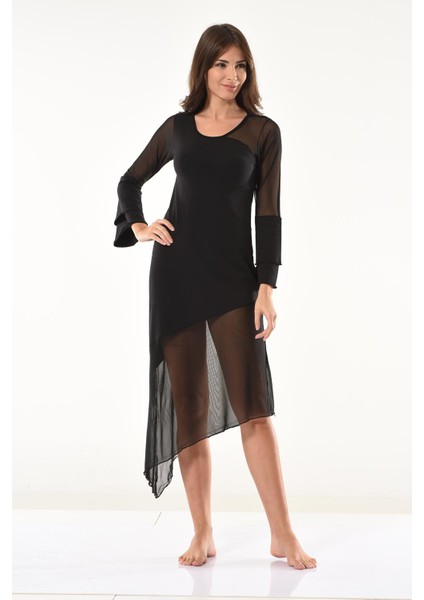 Derya Kurşun Transparan Detaylı Uzun Elbise 958 modelleri