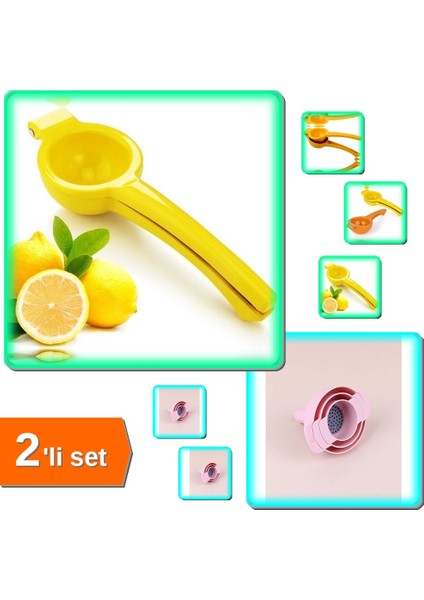 Pratik Limon Sıkacağı + 3'lü Huni Seti - Mutfak Ürünleri GHI789