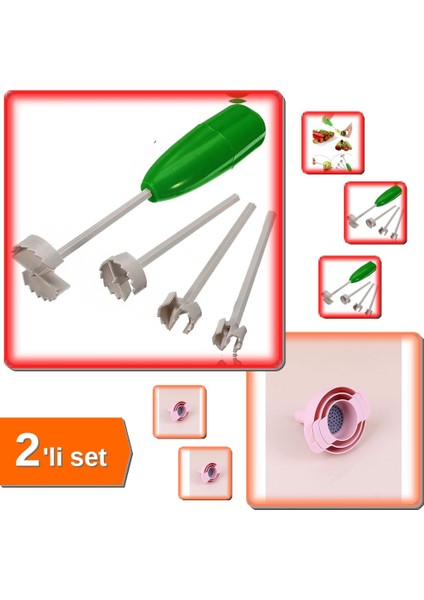 4 x Başlıklı Oyma Seti + 3 x Süzgeçli Huni Seti - Mutfak Gereçleri ABC123