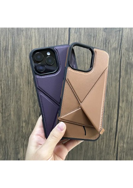 iphone 16 Için Kartlıklı Telefon Kılıfı Kahverengi P775 modelleri