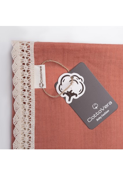 Dantelli Müslin Battaniye Çift Kat - Kiremit (Hava Geçiren, Bebekler Için Güvenli) %100 Pamuk modelleri