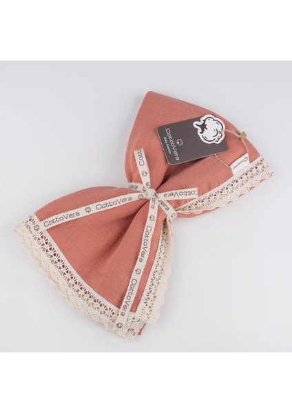 Dantelli Müslin Battaniye Çift Kat - Kiremit (Hava Geçiren, Bebekler Için Güvenli) %100 Pamuk fırsatları