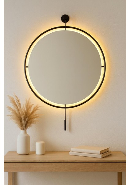 Büyük Boy Massivve Gold 50 cm Kablosuz Pilli LED Ayna, Makyaj Aynası, Dresuar Aynası Modern Dekoratif Duvar Aynası