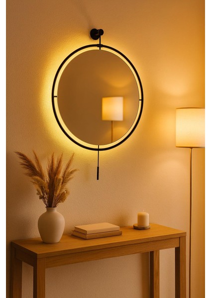 Büyük Boy Massivve Gold 50 cm Kablosuz Pilli LED Ayna, Makyaj Aynası, Dresuar Aynası Modern Dekoratif Duvar Aynası modelleri