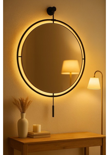 Büyük Boy Massivve Gold 50 cm Kablosuz Pilli LED Ayna, Makyaj Aynası, Dresuar Aynası Modern Dekoratif Duvar Aynası fırsatları