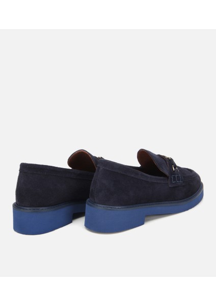 01AYH315390A680 KADIN Süet Deri Lacivert Tokalı Hafif Tabanlı Klasik Loafer fırsatları