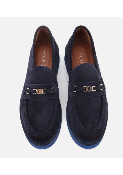01AYH315390A680 KADIN Süet Deri Lacivert Tokalı Hafif Tabanlı Klasik Loafer