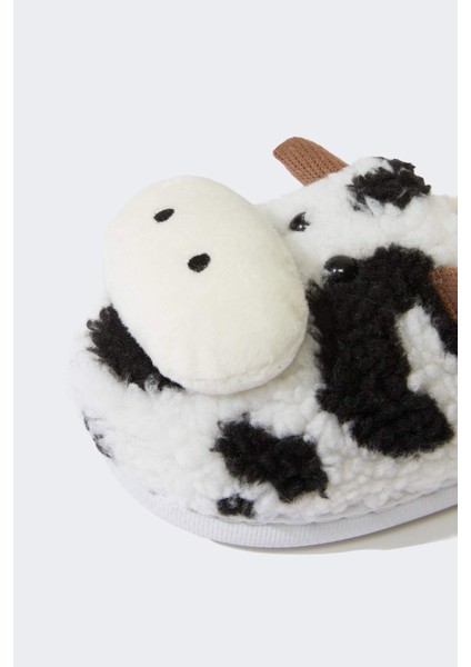 Kız Çocuk İnek Temalı Düz Taban Ev Terliği F1930A825WN fırsatları