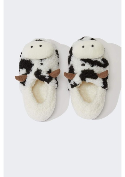 Kız Çocuk İnek Temalı Düz Taban Ev Terliği F1930A825WN indirimleri