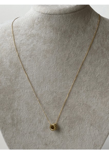 14 K Renginde Çift Sıra Taşlı Daire Şekilli Minimal Gold Kolye fırsatları