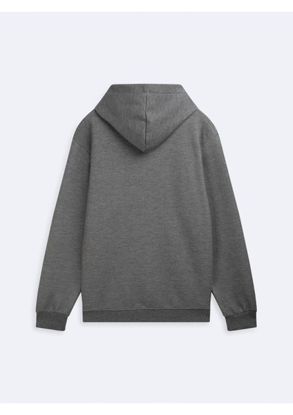 Uzun Kollu Kapüşonlu Sign Baskılı Antrasit Sweatshırt fiyatları