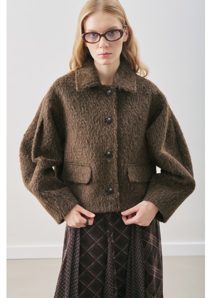 Boucle Kısa Kaban Kahverengi modelleri