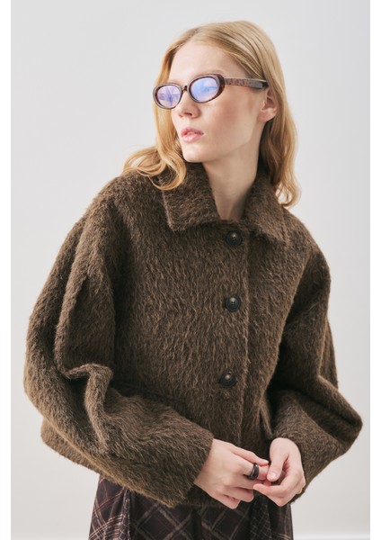 Boucle Kısa Kaban Kahverengi fırsatları