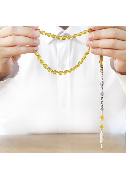 Kararmaz Metal Halat Püsküllü Kurşun Nakkaş Imameli Kapsül Kesim Sarı Ateş Kehribar Tesbih fırsatları