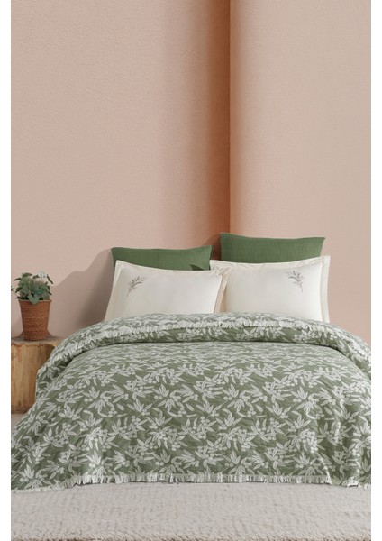 Tina Pike Yatak Örtüsü Çift Kişilik %100 Pamuk (220X240 Cm) Yeşil
