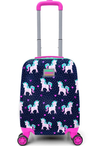 Lacivert Pembe Unicorn Desenli Çocuk Valizi fiyatları