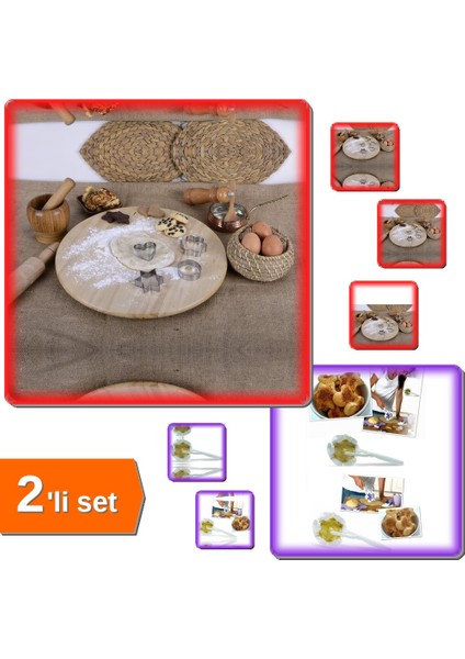 Mini Metal Kurabiye Kalıbı 4 Parça + Muffin Şekillendirici Kurabiye Şekillendirici 2li Set - P5R8L3